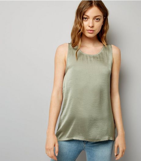 Khaki Sateen Vest | New Look