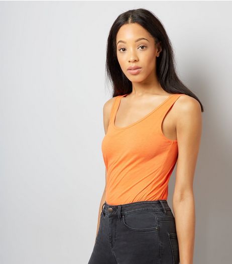 Tall Bright Orange Scoop Neck Vest | New Look