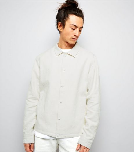 Off White Crepe Linen Tailored Coach Jacket | New Look