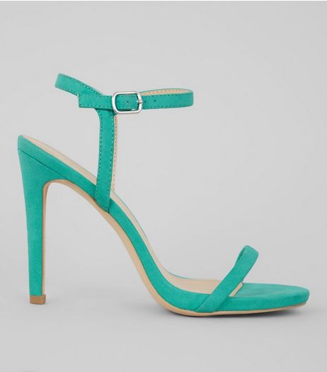 Green Suedette Ankle Strap Heeled Sandals | New Look