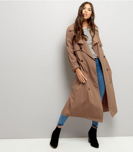 Brown Button Front Belted Trench Coat | New Look