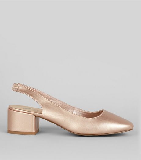 Teens Rose Gold Sling Back Heels | New Look