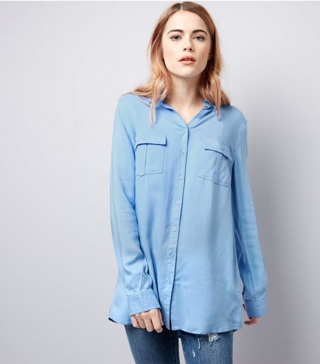 Blue Double Pocket Shirt | New Look