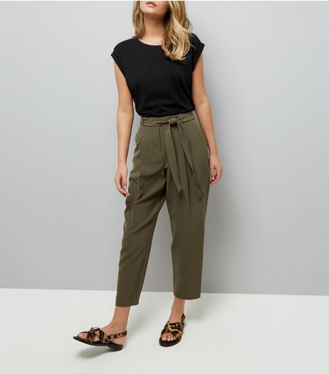Khaki Tie Waist Trousers | New Look