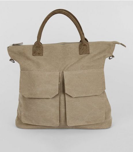 Stone Twill Tote Bag | New Look