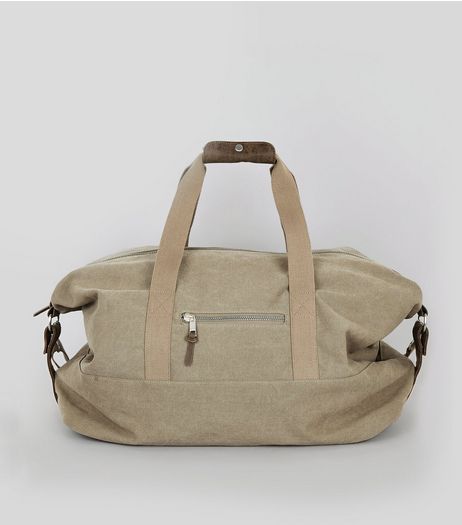 Stone Twill Holdall | New Look