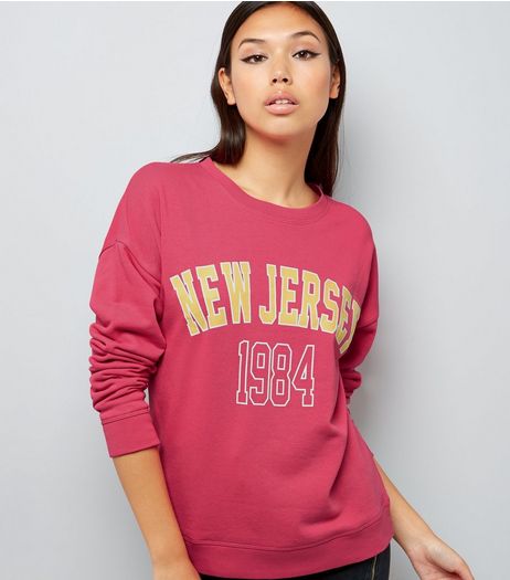 Pink New Jersey 1984 Print Sweater | New Look
