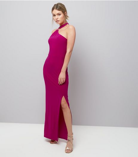 Pink Ring Trim Halter Neck Maxi Dress | New Look