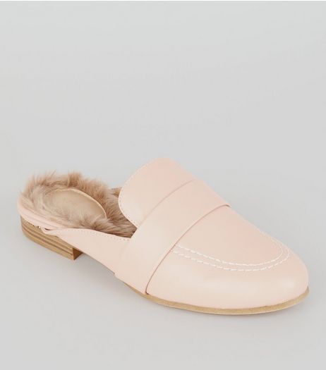 Pink Faux Fur Lined Mules | New Look