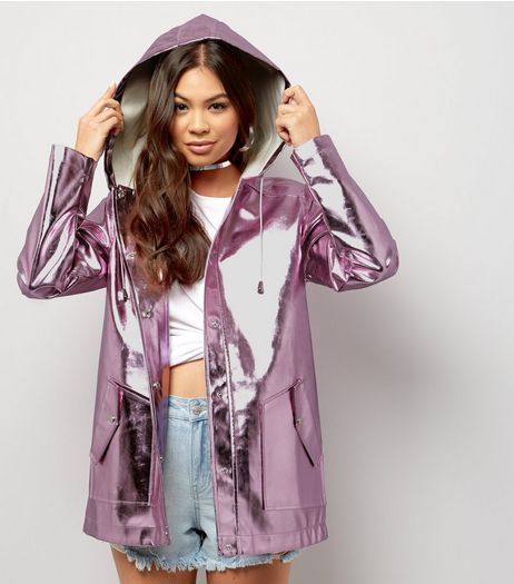 Pink Metallic Hooded Anorak | New Look