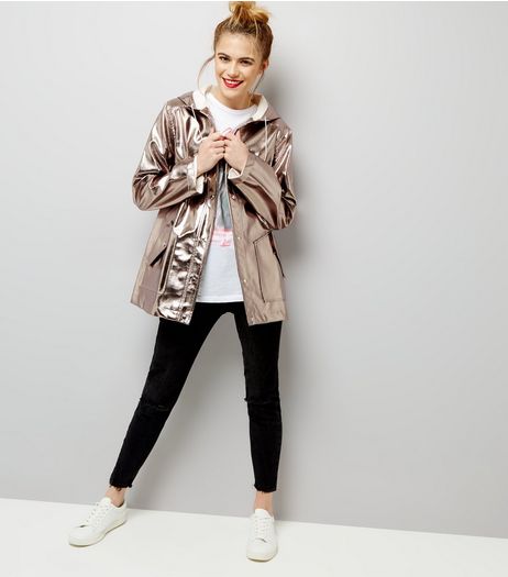 Silver Metallic Leather-Look Anorak | New Look