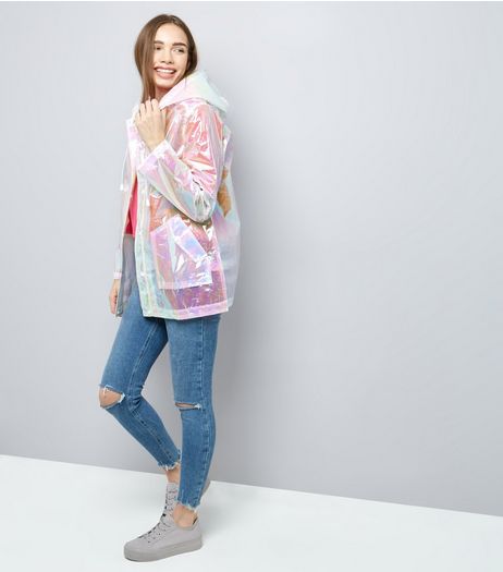 White Metallic Shimmer Anorak | New Look