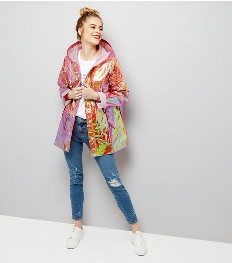 Bright Pink Metallic Shimmer Anorak | New Look