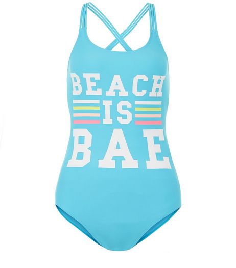 Teens Blue Beach Is Bae Swimsuit | New Look