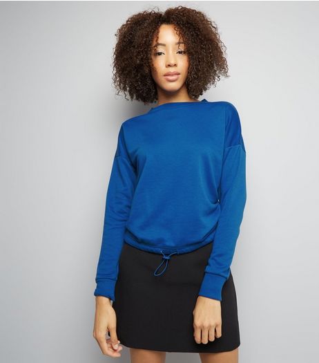 Blue Long Sleeve Drawstring Hem Sweater | New Look