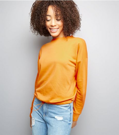 Orange Long Sleeve Drawstring Hem Sweater | New Look