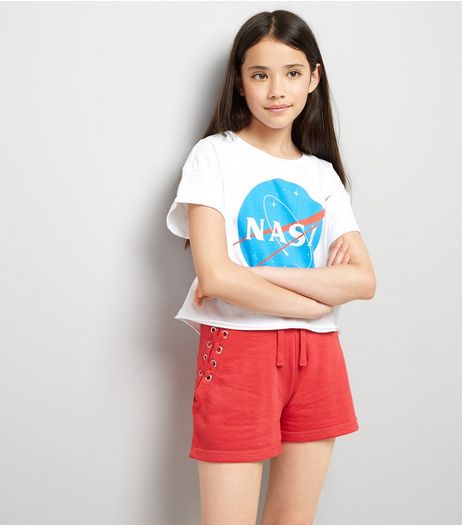 Teens Red Eyelet Trim Tie Side Shorts | New Look