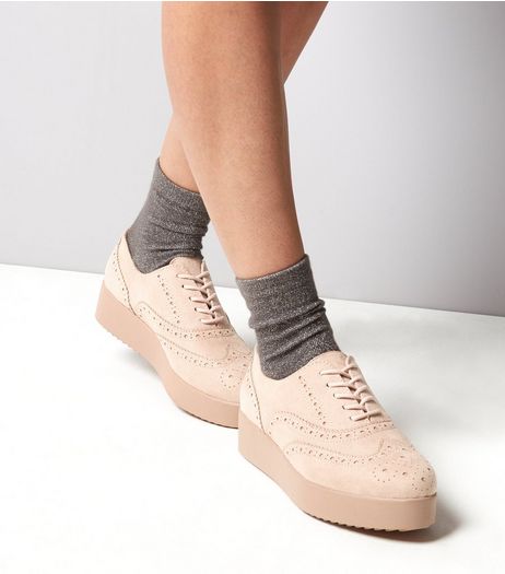 Pink Brogue Platform Trainers | New Look