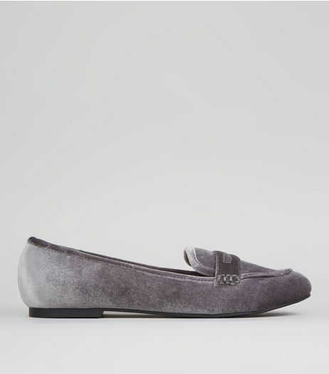 Grey Velvet Loafers | New Look
