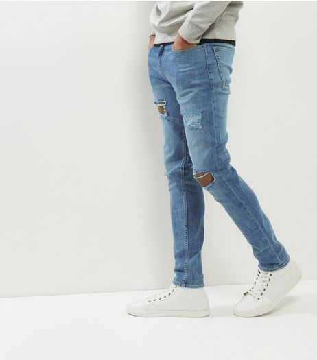 Blue Ripped Skinny Jeans | New Look