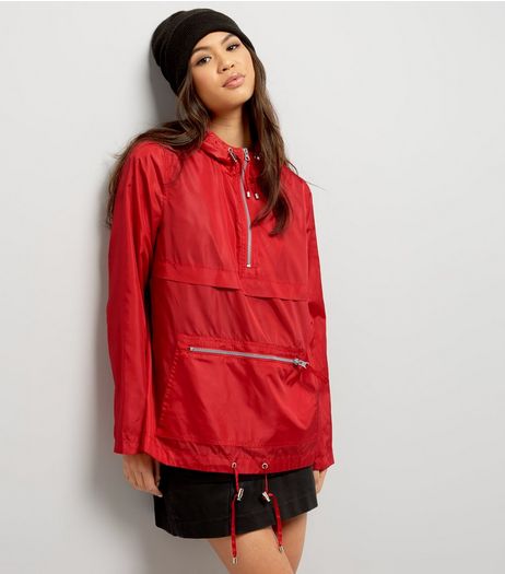 Red Pull-Over Fold Away Anorak | New Look