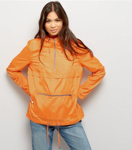 Bright Orange Pull-Over Fold Away Anorak | New Look