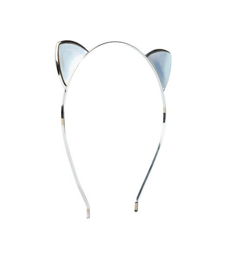 Silver Holographic Cat Ears Headband | New Look