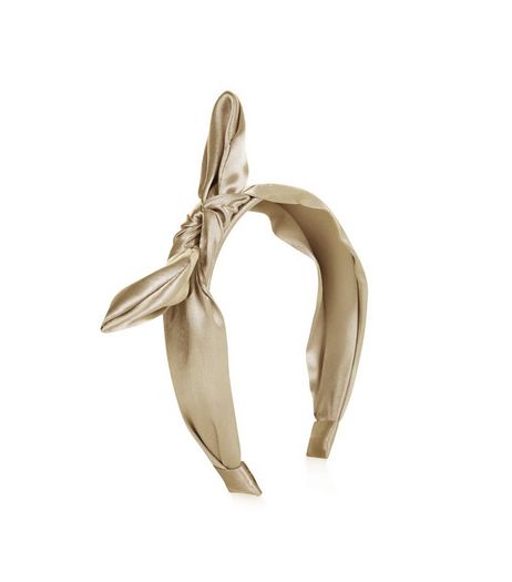 Khaki Sateen Bow Hair Band | New Look