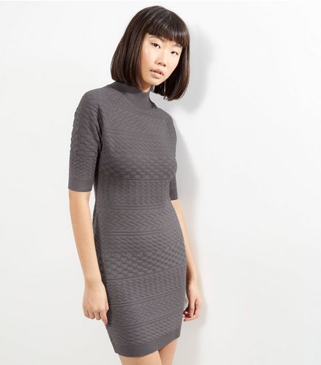 Apricot Grey Funnel Neck Bodycon Dress | New Look