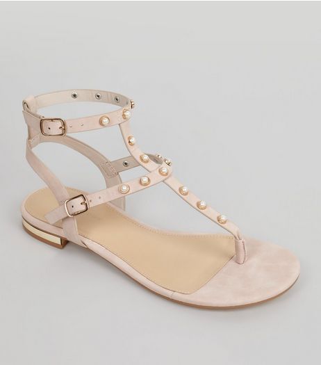 Pink Pearl Stud Sandals | New Look