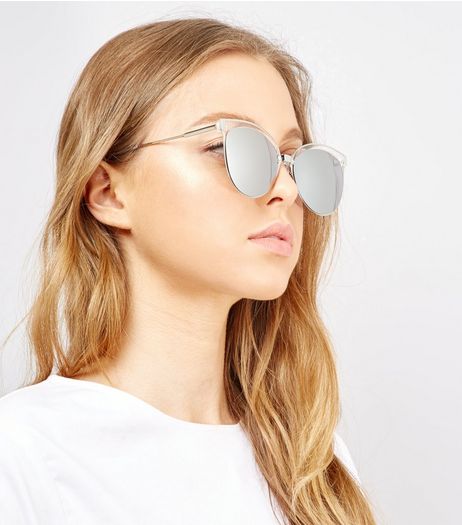 Silver Mirrored Cat Eye Sunglasses | New Look