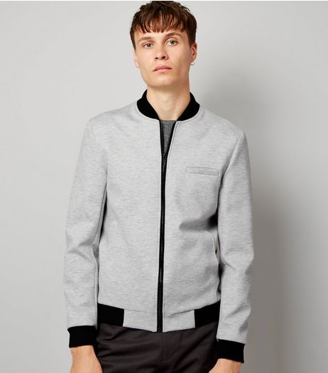 Grey Tailored Jersey Bomber Jacket | New Look