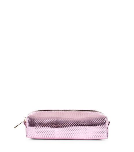 Pink Holographic Textured Pencil Case | New Look