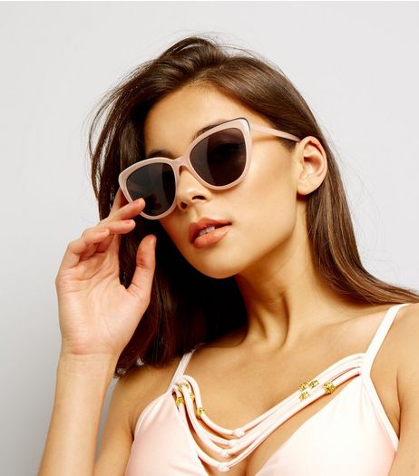 Pink Metal Trim Cat Eye Sunglasses | New Look