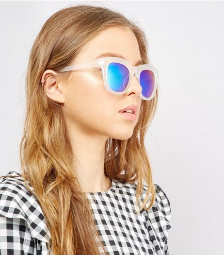 Transparent Blue Chunky Frame Sunglasses | New Look