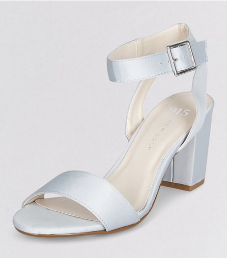 Teens Grey Sateen Ankle Strap Heels | New Look