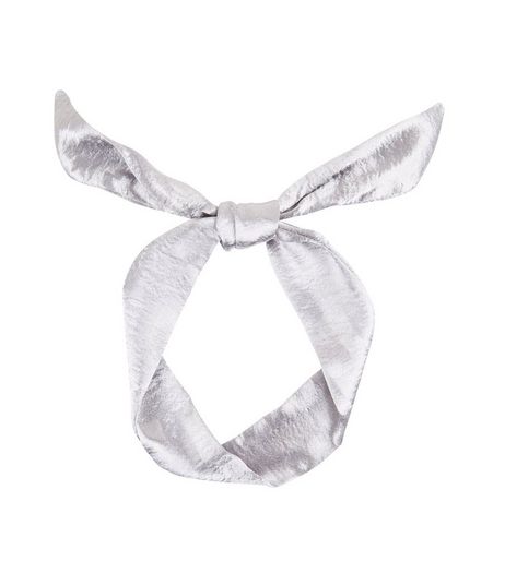 Silver Sateen Neck Tie | New Look