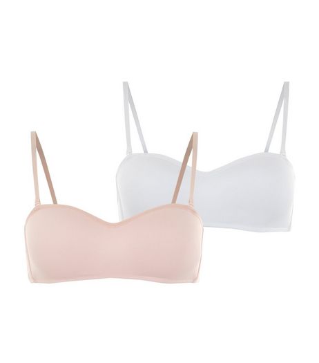 2 Pack Teens White and Pink Bandeaus | New Look