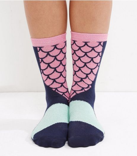 Navy Mermaid Tail Socks | New Look