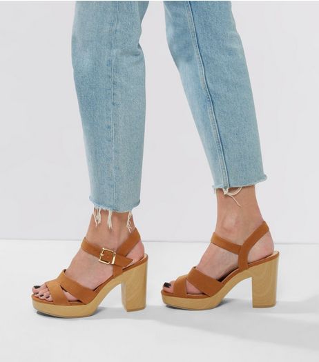 Tan Suedette Contrast Sole Heels | New Look