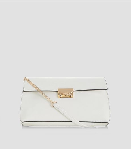 White Contrast Trim Shoulder Bag | New Look