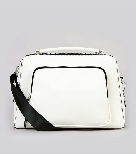 White Chunky Zip Luggage Bag | New Look