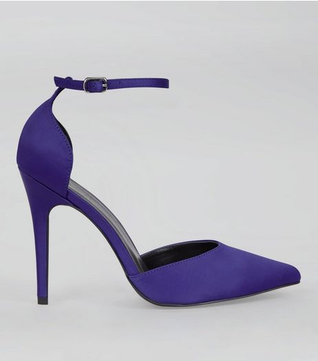 Blue Satin Pointed Heels | New Look