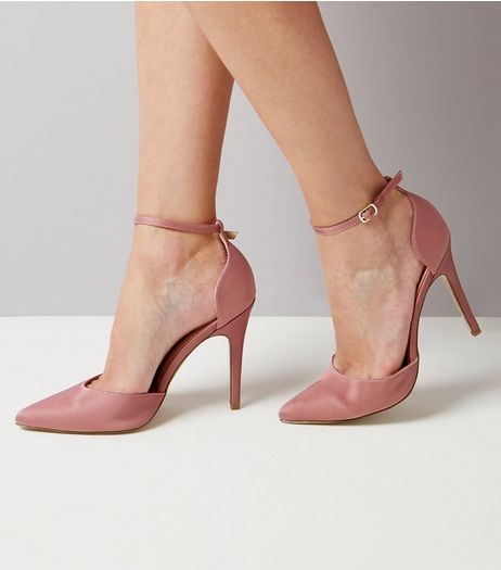 Pink Satin Pointed Heels | New Look