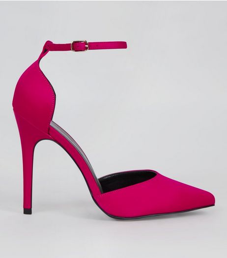 Pink Satin Pointed Heels | New Look