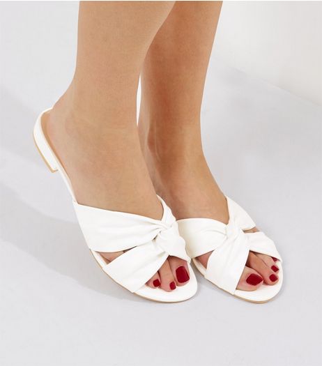 Wide Fit White Knot Front Sandals | New Look