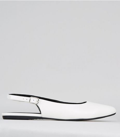 Wide Fit White Sling Back Ballet Pumps | New Look