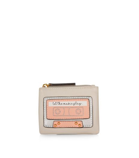 Cream Cassette Tape Zip Top Purse | New Look