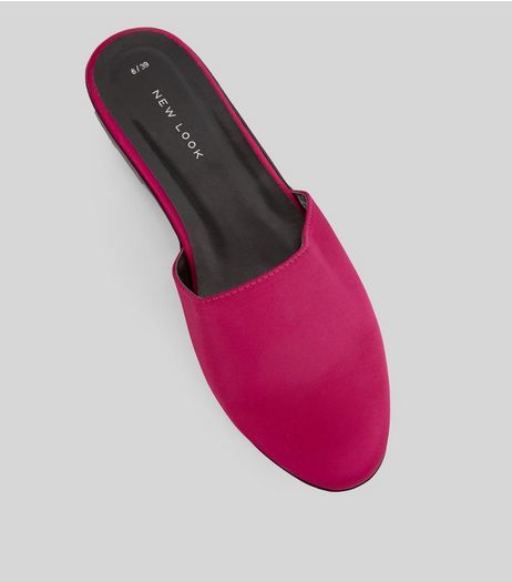 Bright Pink Satin Mules | New Look