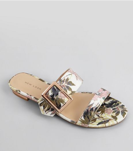 Pink Tropical Print Metal Trim Mules | New Look